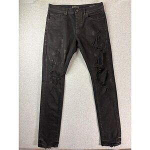 Purple Brand P001 Low Rise Skinny Distressed Black Jeans FW2007JNS Mens Denim